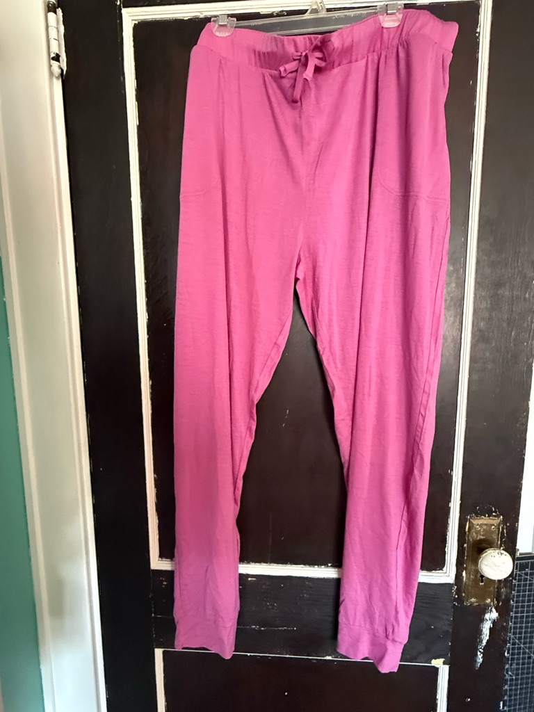Woolx 2x Merino Wool Mary Kate Pink Drawstring Lounge Pants Joggers